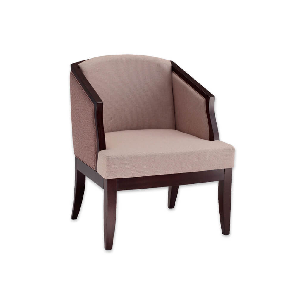 Naima Pink Tub Chair With Showwood and Curved Tapered Legs - Designers Image