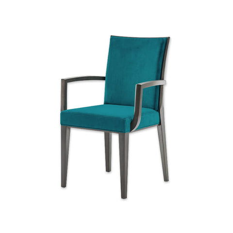 Newport teal Restaurant Armchair with dark timber frame