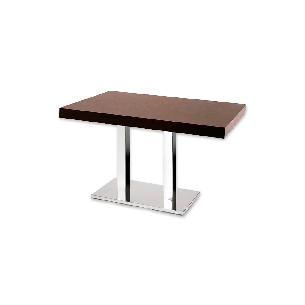 New york wooden bar table with double metal pedestal - Designer Image