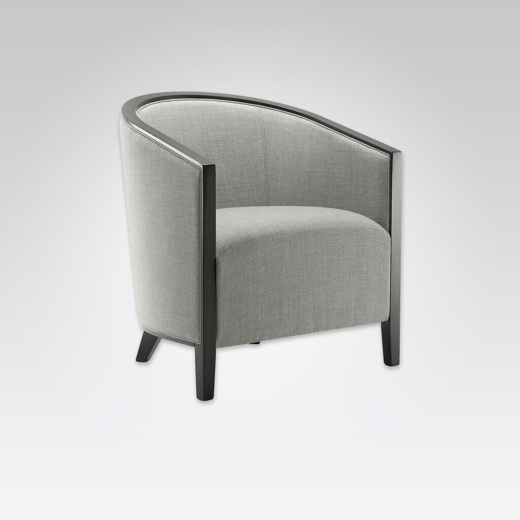 Octavia Curved Back Silver Lounge Chair with Padded Seat and Show Wood Detail