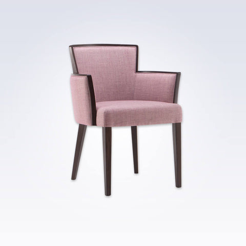 Octavia Pink Tub Chair Angular Show Wood Detailed Arms And Backrest 