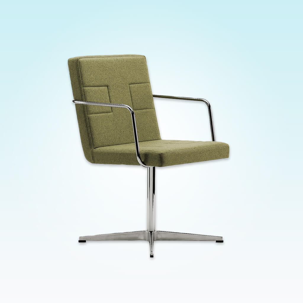 Ohio Upholstered Lime Green Desk Chair with Metal Armrests with Metal Star Base and Back Detail 