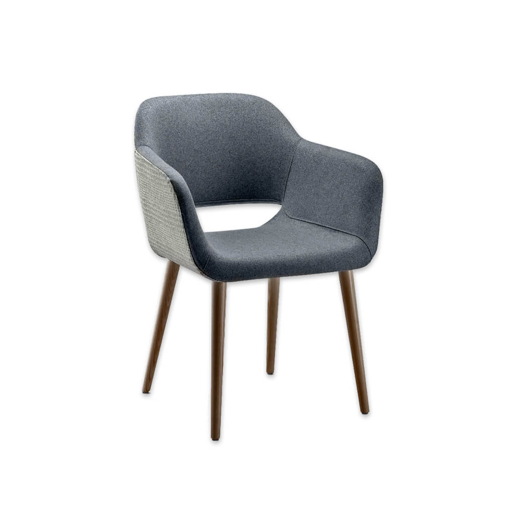 Ola Fully Upholstered Light Blue Armchair with Curved Arms and Cut out Back Detail  - Designers Image