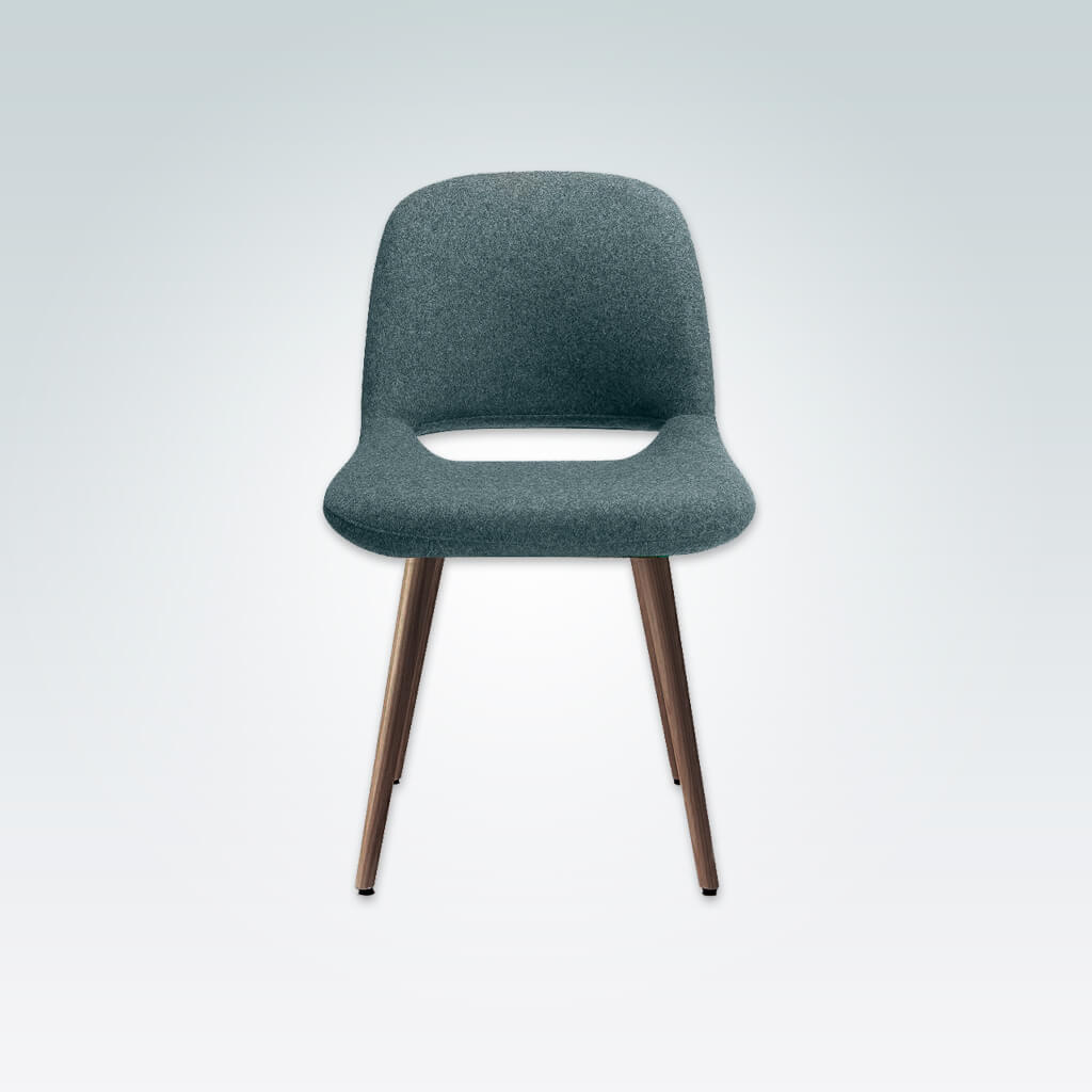 Ola Turquoise Dining Chair with Cut out Lower Back and Timber Legs 