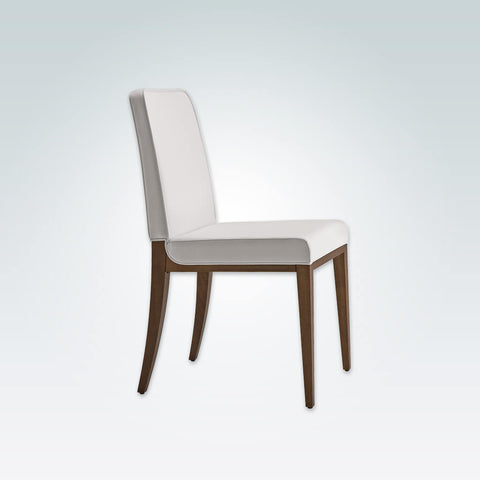 Opera Full Upholstered White Dining Chair with Show Wood Legs 