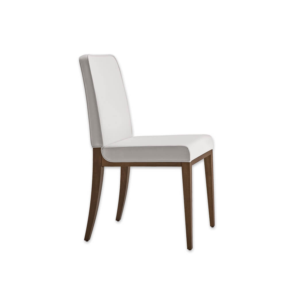 Opera Full Upholstered White Dining Chair with Show Wood Legs  - Designers Image