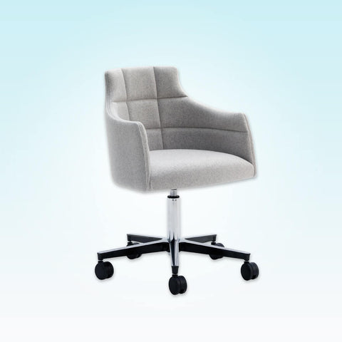 Paris Modern Grey Fabric Desk Chair with Padded Backrest Detail and Swivel Base 