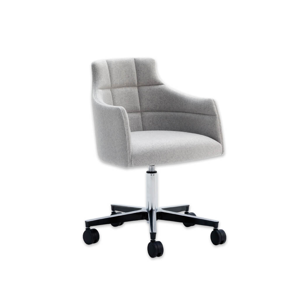 Paris Modern Grey Fabric Desk Chair with Padded Backrest Detail and Swivel Base - Designers Image