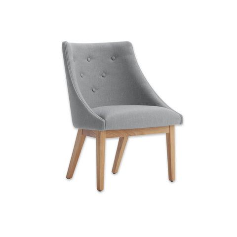 Paris Light Grey Tub Chair With Sweeping Arms and Timber Framed Base