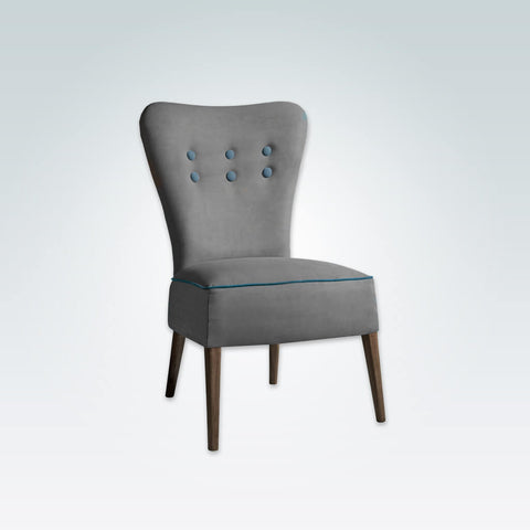 Piani Grey Upholstered Chair with Deep Upholstered Seat and Button Detail