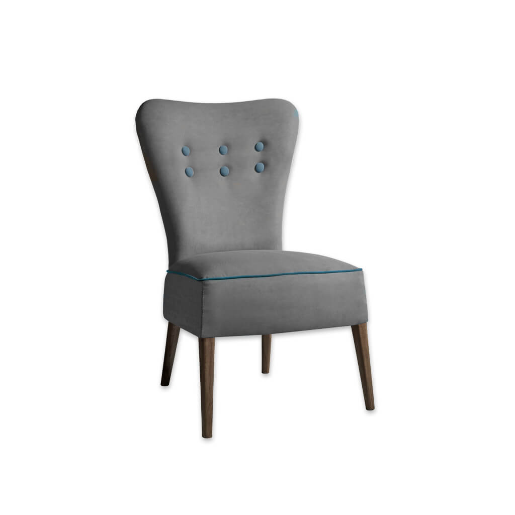 Piani Grey Upholstered Chair with Deep Upholstered Seat and Button Detail - Designers Image