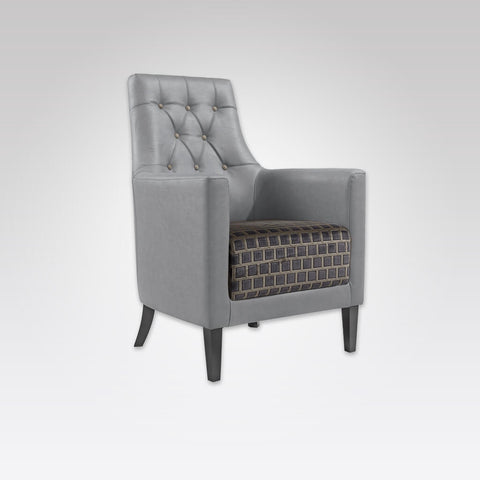 Reagan Grey Lounge Chair Fully Upholstered Arms and Back with Deep Button Backrest 