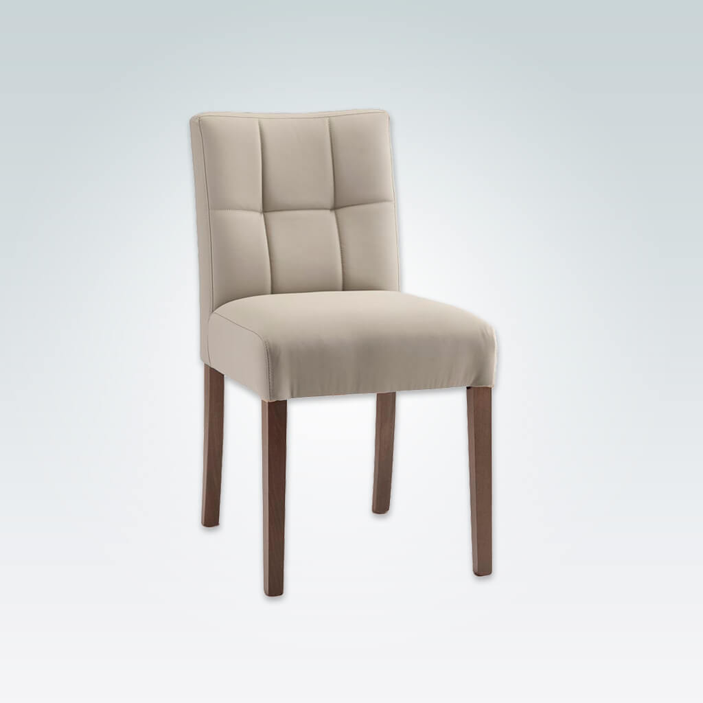 Rita Cream Dining Chair Fully Upholstered with Deep Tiled Backrest detail and Straight Legs