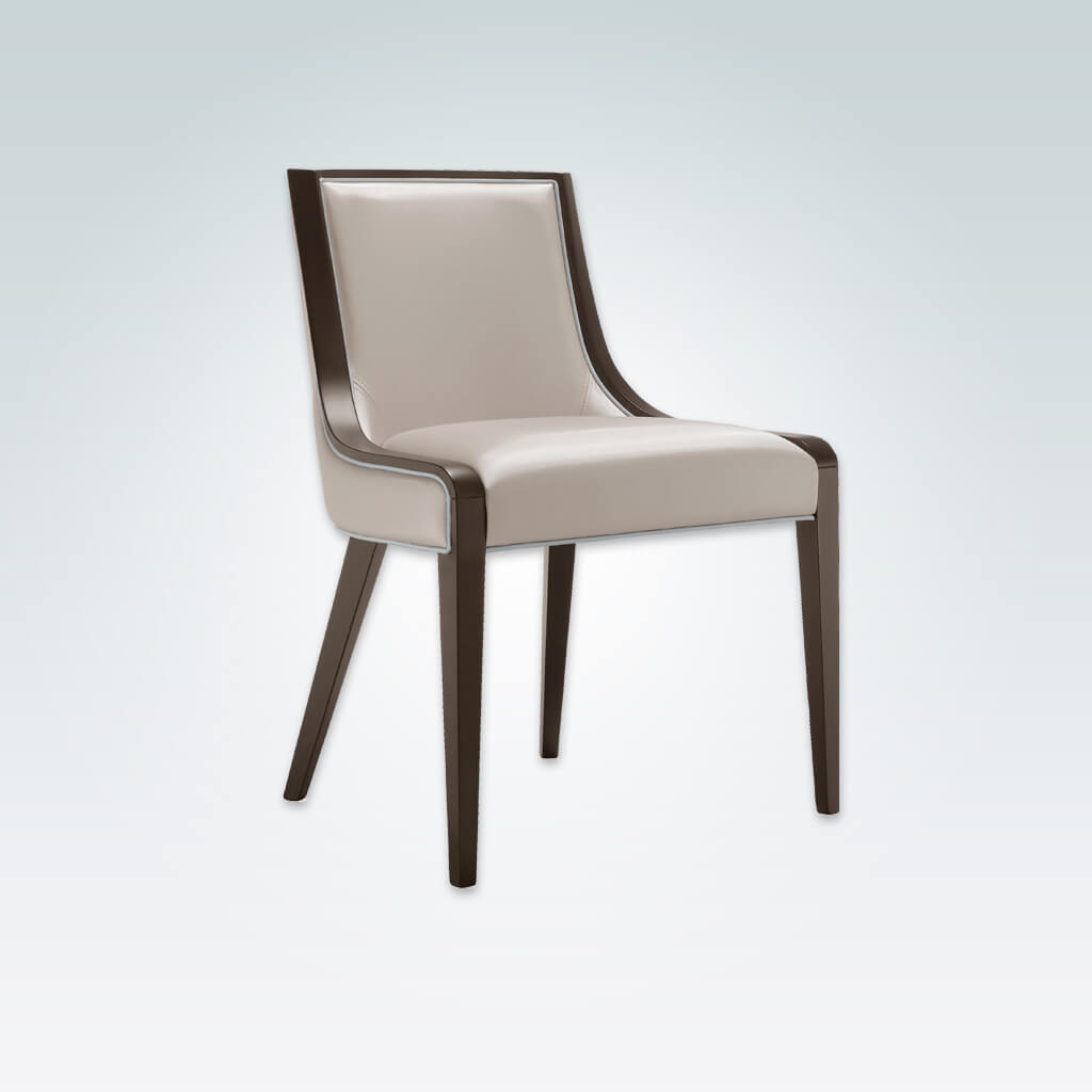 River Cream Wooden Dining Chair Flowing Dark Show Wood Edging and Splayed Back Legs 