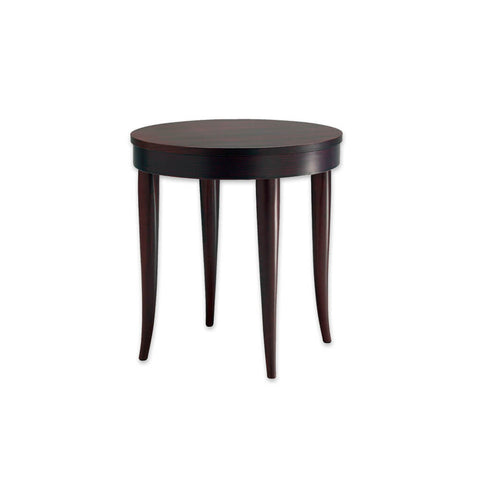 Rizolli round bar table with down stand and curved tapered legs