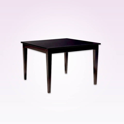 Rule dark brown solid wood dining table with square top and tapered legs