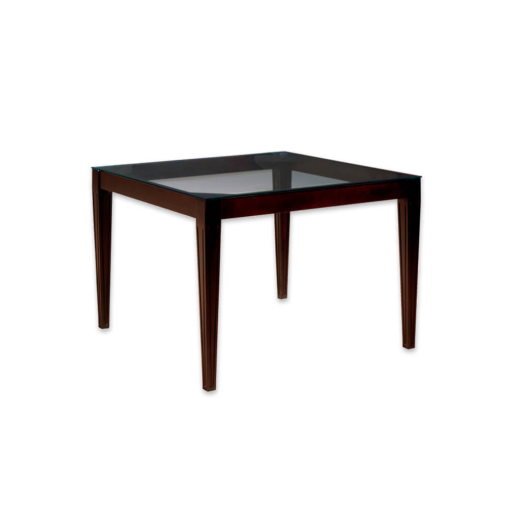 Rule glass bar table with dark wood frame  - Designers Image
