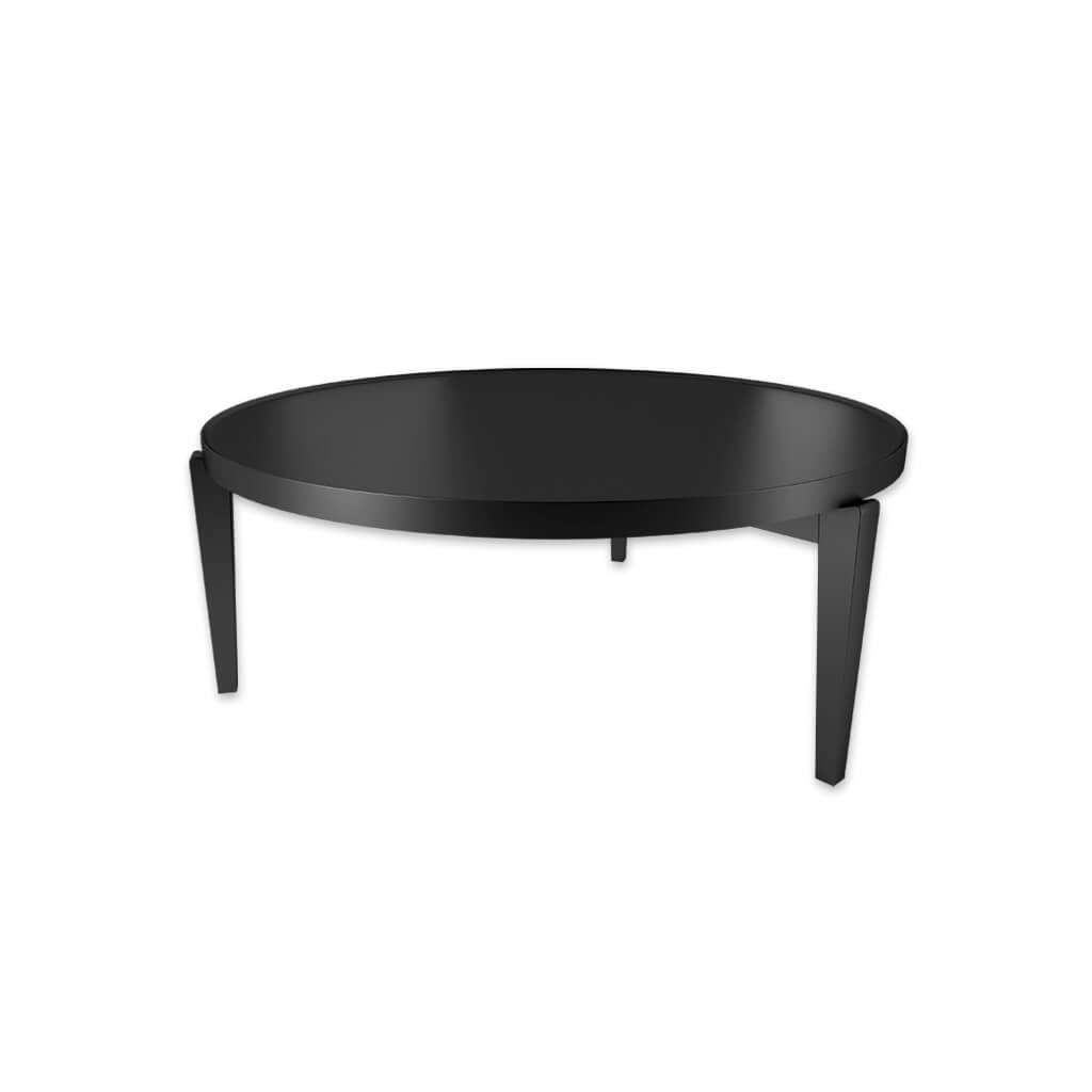 Ryona black circle dining table with modern three leg design - Designers Image
