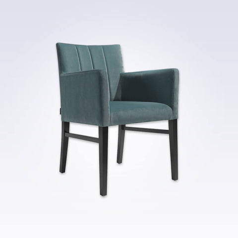 Sage Blue Velvet Tub Chair With Angular Backrest and High Arms