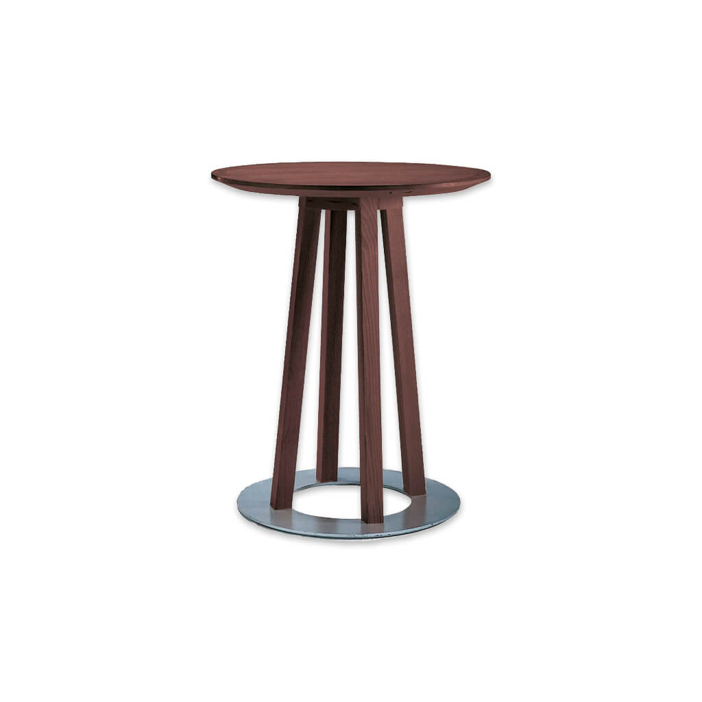 Sallo narrow bar table with circular metal base plate and round top - Designers Image