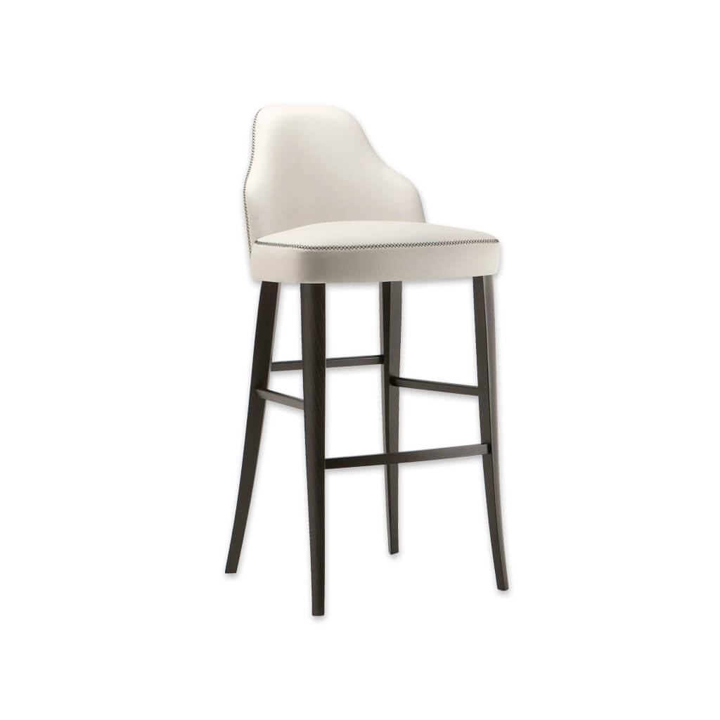 Seattle faux leather white bar stool with waterfall backrest and stitching detail - Designers Image