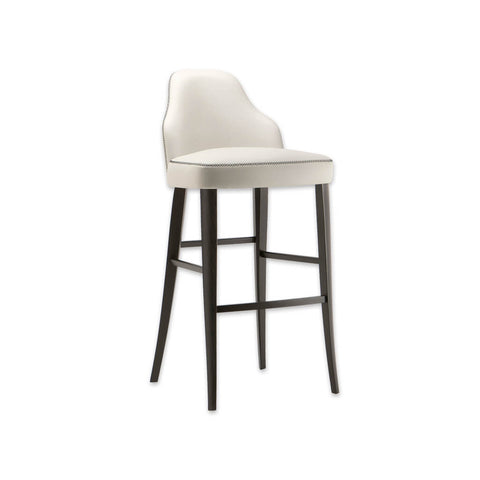 Seattle faux leather white bar stool with waterfall backrest and stiching detail