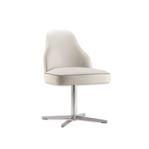 Seattle Faux Leather Cream Desk Chair Deep Padded Seat with Stitching Detail and Sturdy Four Star Base 