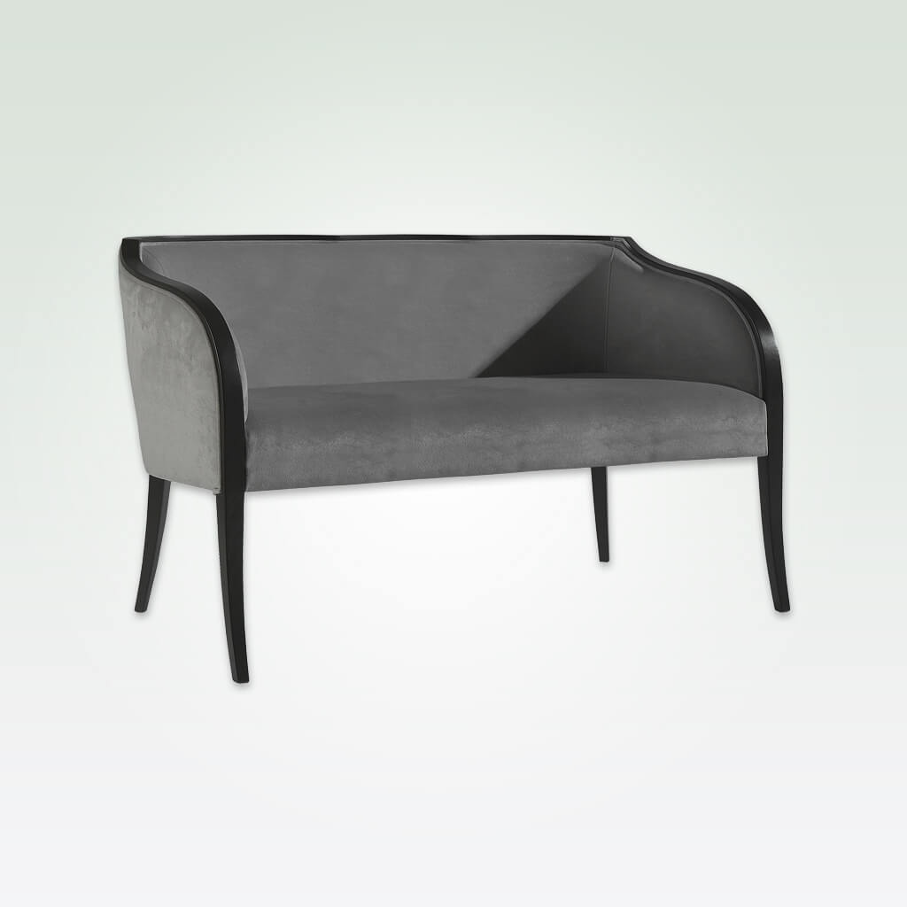 Sierra dark grey modern sofa with show wood and tapered wooden legs 