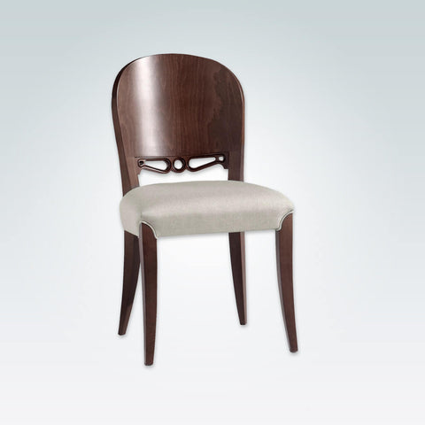 Squero Brown Dining Chair with Show Wood Back Feature and Piping Detail around Front Legs