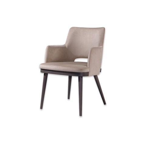 Stella Light Brown Tub Chair With Cutout Back Detail And Conical Splayed Timber Legs 2032 TC1