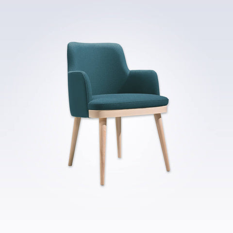 Stella Upholstered teal Tub Chair With High Backrest and Splayed Timber Legs
