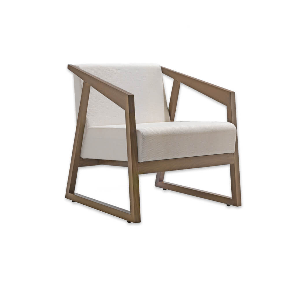 Tago Geometric Modern Wooden Lounge Chair with Upholstered Seat and Ski Legs - Designers Image