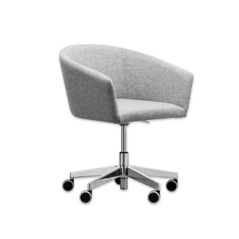 Tati Grey Fabric Desk Chair with Curved Backrest and Adjustable Five Star Base