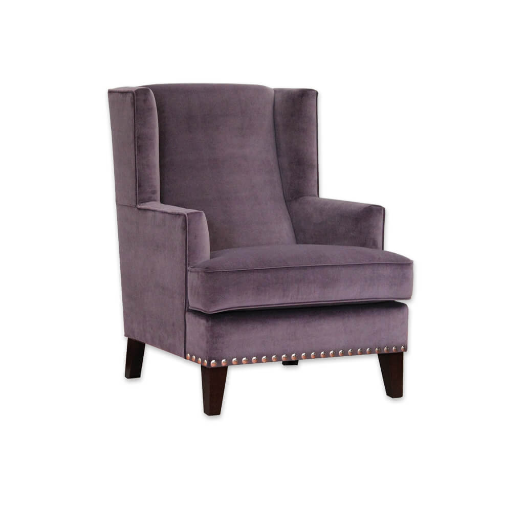 Teide Fully Upholstered Purple Armchair with Seat Stud Detail - Designers Image