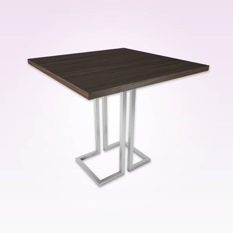 Thalia wood furniture dining table with metal square tubing base