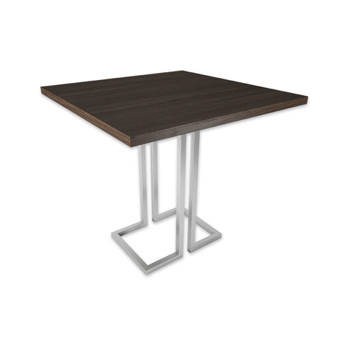 Thalia wood furniture dining table with metal square tubing base