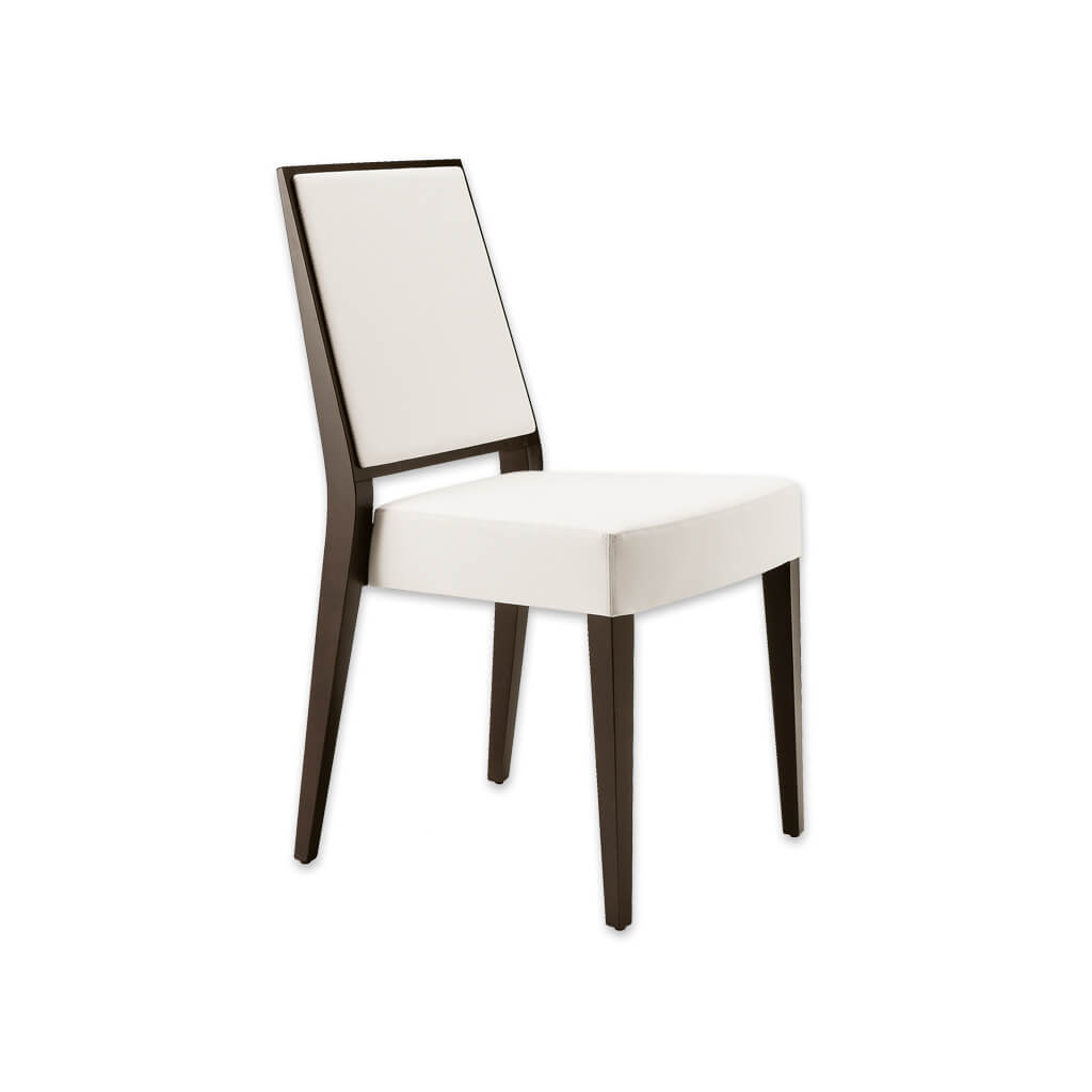 Timberly Modern White Dining Chair with Brown Tapered Show Wood Legs and Upholstered Seat  - Designers Image