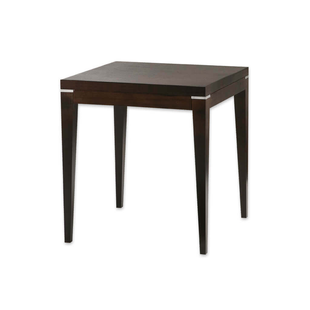Toffee dark brown rectangular dining table with wooden frame and tapered leg - Designers Image