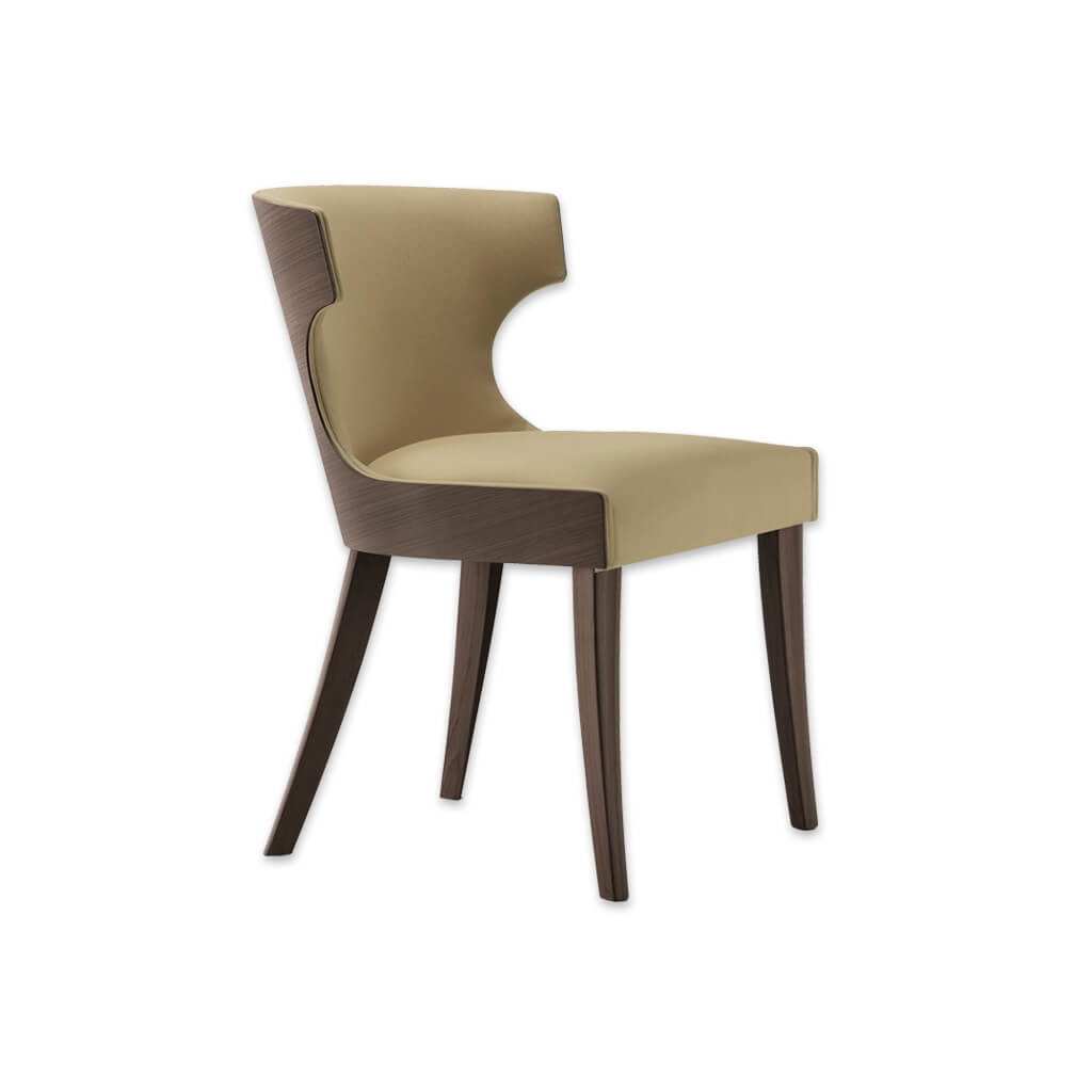 Una Full Upholstered Beige Dining Chair with Show Wood Back And Legs  - Designers Image