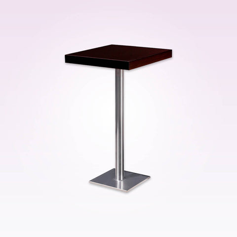 Venice dark brown square dining table with square metal base plate and pedestal