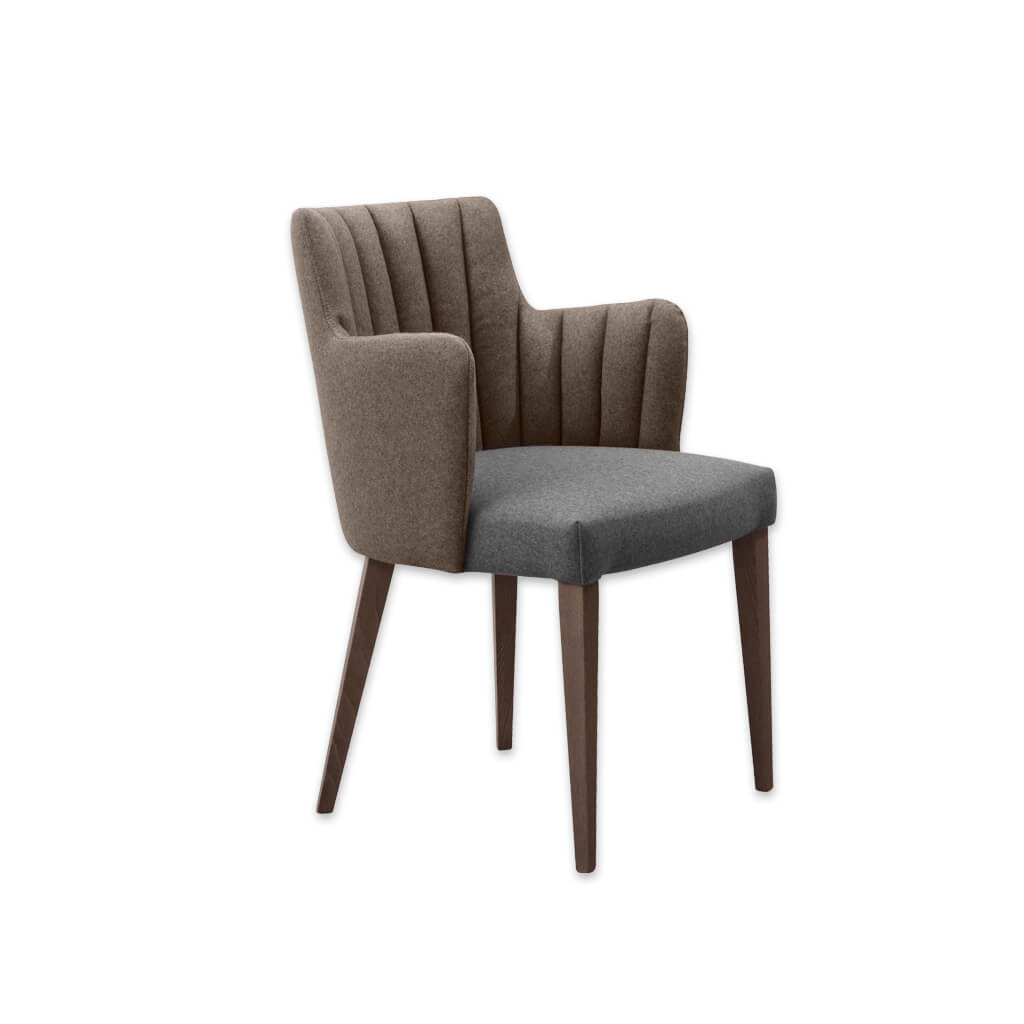 Viola Brown Armchair Fluted Upholstered Back and Armrests and Tapered Legs - Designers Image