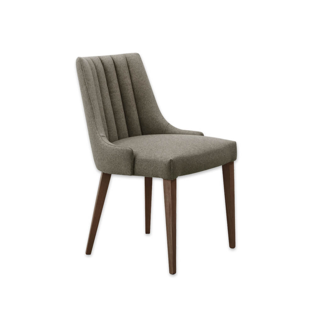 Viola Fully Upholstered Light Brown Dining Chair with Fluted Back and Wooden Legs  - Designers Image